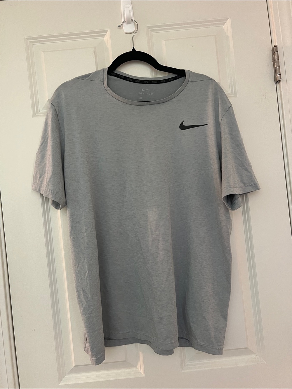Nike Men's Short Sleeve Dri-FIT Tee — Light Gray with Black Swoosh
